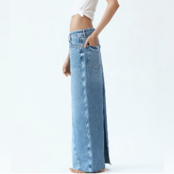 ZARA Z1975 BACK SLIT DENIM SKIRT - Picture 10 of 12